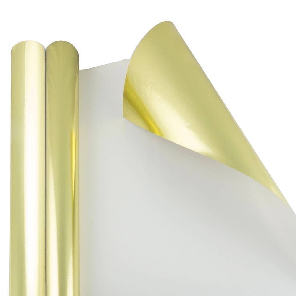 JAM PAPER Gold Metallic Gift Wrapping Paper Roll - 2 packs of 25 Sq. Ft.: Solid Gold Foil for All Occasions, Love Theme