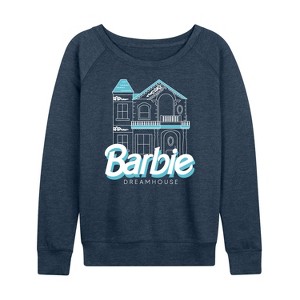 Women's - Barbie - The Dreamhouse Lightweight French Terry Wide Neck Long Sleeve Shirt - 1 of 4