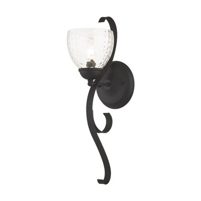 Brookside Hand-Blown Clear Water Glass Black Sconce