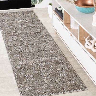 Light Gray Vinyl Runner Rug or Kitchen Runner Mat With Moroccan Tiles  Design. Vinyl Floor Mat, Pale Gray Rug Runner, Floor Runner. 