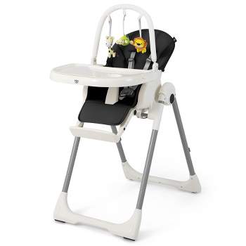 Babyjoy Foldable High Chair Baby Feeding Chair with 7 Adjustable Heights Black