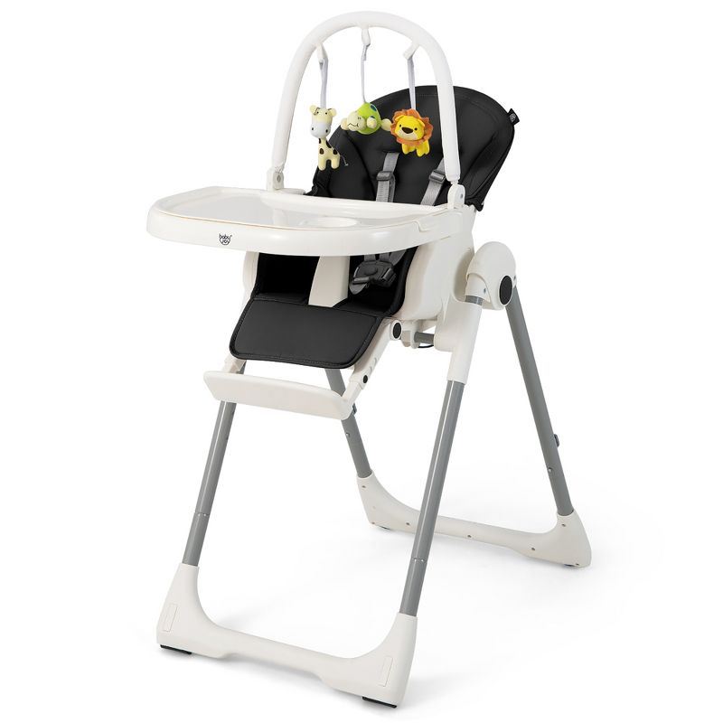 Babyjoy Foldable High Chair Baby Feeding Chair with 7 Adjustable Heights Pink/Black/Grey/Yellow/Green, 1 of 8