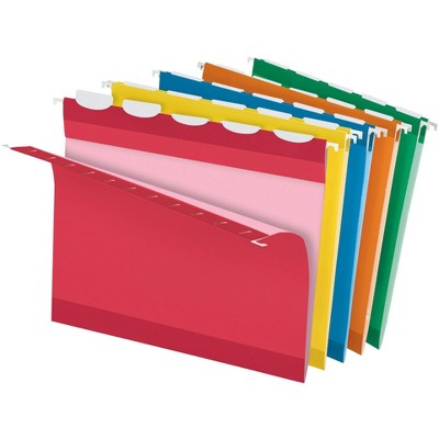 Pendaflex Ready-Tab Reinforced Hanging File Folders, Letter Size, 1/5 Cut Tabs, Assorted Colors, Set of 25