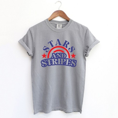 Simply Sage Market Women's Stars and Stripes Arched Short Sleeve Garment Dyed Tee - image 1 of 4