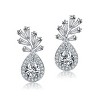 Guili Sterling Silver Rhodium Plated Pear Drop Earrings with Round and Tapered Baguette Cubic Zirconia, an Intricate and Luxurious Statement - 3 of 3
