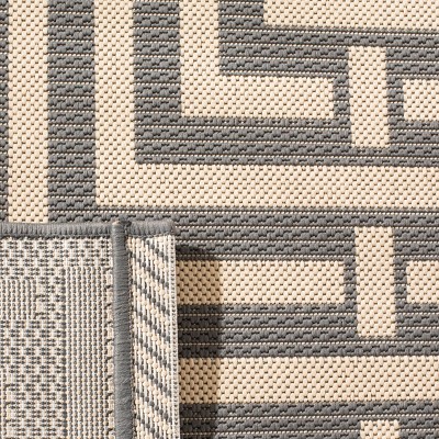 Grey and Cream Geometric 9' x 12' Indoor/Outdoor Area Rug