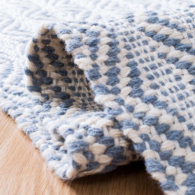 Natura Gray and Blue Hand Loomed Wool Area Rug 3' x 5'