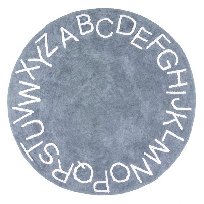 Nuloom Kids Washable Round Alphabet Indoor Area Rug, Blue, 4' round