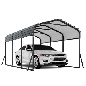 20 x 30 FT Metal Carport with Galvanized Steel Roof, Heavy Duty Metal Roof Carport with Enhanced Base, Tall MetalCarport Kits Garage for Tractors - 1 of 4