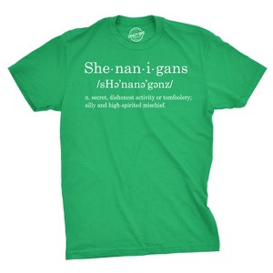 Mens Shenanigans Definition T Shirt Funny Saint Patricks Day St. Paddys Shamrock - Crazy Dog Men's T Shirt - 1 of 4