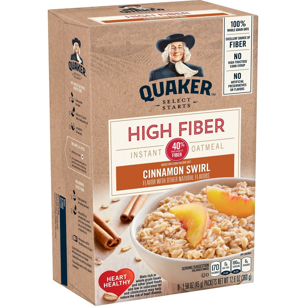 UPC 030000261927 product image for Quaker Select Starts High Fiber Cinnamon Swirl Instant Oatmeal - 8ct | upcitemdb.com