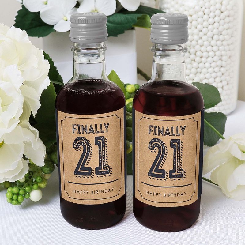 Big Dot of Happiness Finally 21 - 21st Birthday - Mini Wine and Champagne Bottle Label Stickers - 21st Birthday Party Favor Gift - Set of 16, 5 of 7