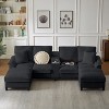 KWPZQEB 120" Modular Sectional Sofa Bed, Corduroy Sofa with Storage & Cup Holders, 4-Seat Modern U-Shaped Sofa with Comfy Chaise for Living Room - 3 of 4
