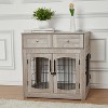 40" Heavy Duty Dog Crate Furniture - Dual-Door Pet Kennel Wooden Kennel End Table with 2 Storage Drawers, Indoor Pet House for Small/Medium/Large Dogs - 3 of 4