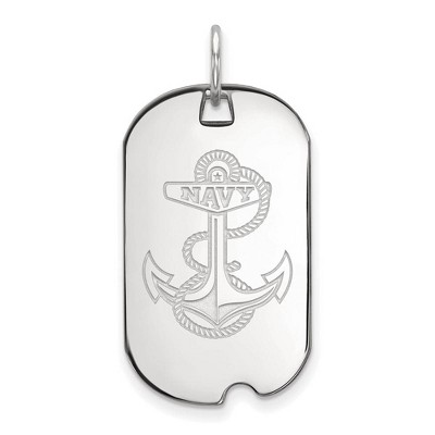 Black Bow Jewelry 10k White Gold Navy Midshipmen NCAA Pendant