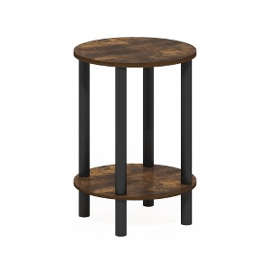 Furinno Turn-N-Tube 2-Tier Round Wooden End Table, Side Table, Amber Pine/Black - 1 of 1