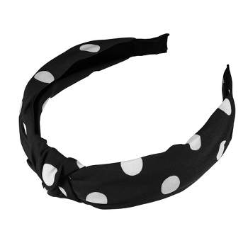 Unique Bargains Women\'s Shiny Pc Target Black Wide Knotted Headband 1 
