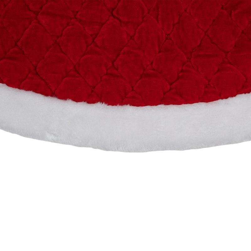 Northlight 48" Red and White Quilted Faux Fur Border Christmas Tree Skirt, 2 of 4