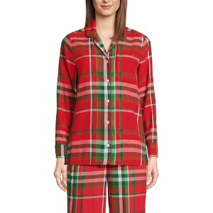 Lands' End Women's Long Sleeve Print Flannel Pajama Top - 1 of 3