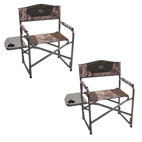 Timber Ridge Indoor Outdoor Portable Lightweight Aluminum Frame Folding  Camping Directors Chair With Side Tables, Camo (2 Pack) : Target