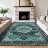 Washable Vintage Rug Non Slip Low Pile Rug Soft Throw Floor Cover Floral Foldable Indoor Carpet for Living Room Bedroom Playroom Nursery - 2 of 4