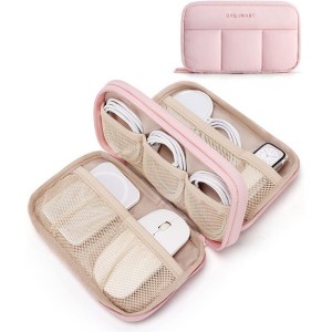 Anna-Kaci Electronic Accessories Organizer Travel Cable Storage Case with Mesh Pockets and Zipper Closure - Pink - 1 of 4