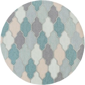 Mark & Day Cagliari 3'6" Round Tufted Indoor Area Rugs Charcoal: Wool Trellis, Stain-Resistant, Rustic Bohemian Decor - 1 of 4