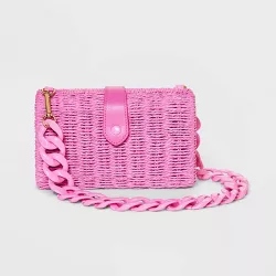 Straw Chain Shoulder Handbag - A New Day™ Pink