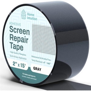 HOME INTUITION 4 In. x 15 Feet Gray  Fiberglass Window Screen Repair Tape Patch for Ripped Screen Doors and Windows - 1 of 4