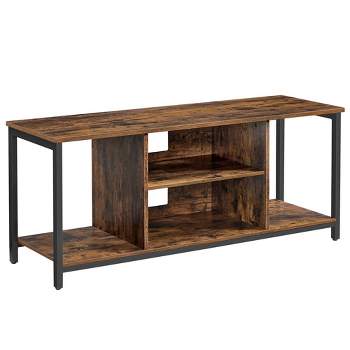 VASAGLE TV Stand for TV up to 55 Inches, Cabinet with Open Storage, Console Unit with Shelving, Rustic Brown and Black