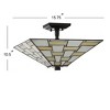15.7" Glass/Metal Jason Tiffany Style Semi Flush Mount (Includes Energy Efficient Light Bulb) White - JONATHAN Y - 4 of 4