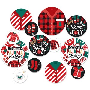 Big Dot of Happiness Christmas Pajamas - Holiday Plaid PJ Party Giant Circle Confetti - Party Decorations - Large Confetti 27 Count - 1 of 4