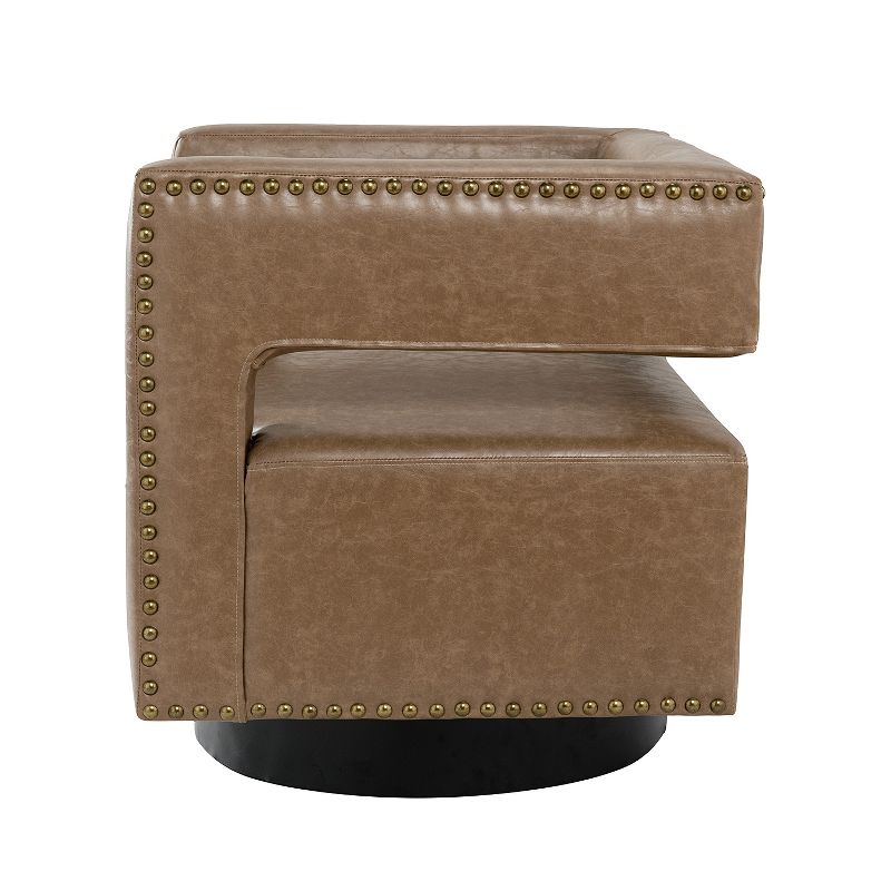 Set of 2 Francesca Comfy Swivel Barrel Chair for Bedroom with Nailhead Trim | ARTFUL LIVING DESIGN, 3 of 10