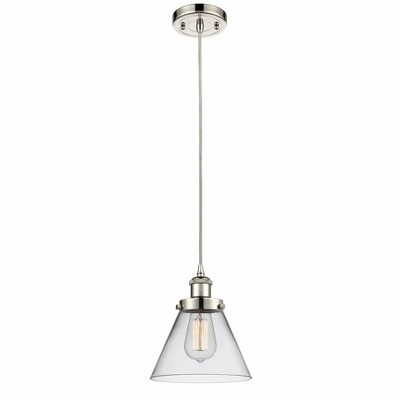 Cone - 1 Light Cord Hung Mini Pendant In Industrial Style-10 Inches Tall and 8 Inches Wide