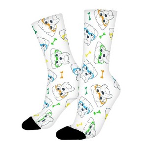 Doodle Boxer Dog Women Printed Crew Socks Funny Funky Socks Soft Polyester Novelty Gifts for Artists Men - 1 of 1