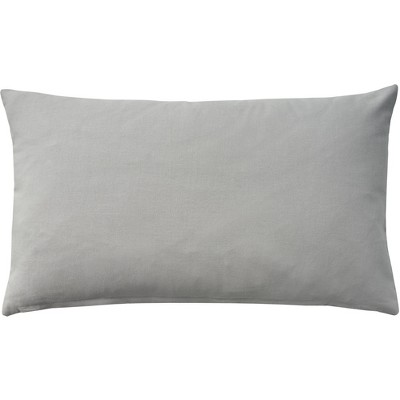 Gray Cotton Embroidered Floral Throw Pillow Cover 14" x 24"