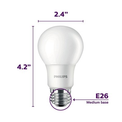 Philips LED 60W Frosted Soft White A19 8P Non-Dim T20: Low Energy 800 Lumens, Enclosed Fixture, E26 Base, 2700K, 10-Year Life
