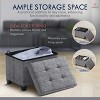 Ornavo Home Collapsible Rectangle Small Storage Ottoman with Legs - 12" x 16" x 12" - 3 of 4