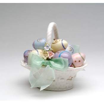 Kevins Gift Shoppe Ceramic Easter Egg Basket Music Box