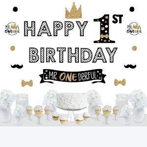 Big Dot of Happiness 1st Birthday Little Mr. Onederful - Peel and Stick Boy First Birthday Party Decoration - Wall Decals Backdrop - 1 of 4