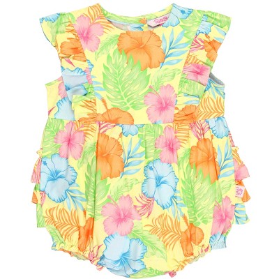 Image of RuffleButts Baby Toddler Princess Seam Ruffle Romper - Happy Hula, Size: 6-12m