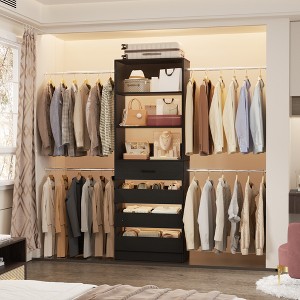 Aheaplus 4-9Ft Closet Organizer with 4 Wooden Drawers and 4 Rods - 1 of 4