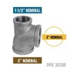 Pipe Decor 2 in. x 1 1/2 in. x 2 in. Black Reducing Tee - 2 of 4
