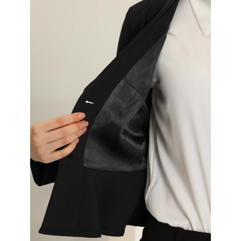 Allegra K Women's Vintage Shawl Collar Long Sleeve Ruffle Hem Work Short Blazer, 5 of 6