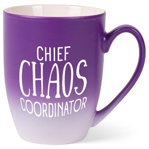Elanze Designs Chief Chaos Coordinator Two Toned Ombre Matte Purple and White 12 ounce Ceramic Stoneware Coffee Cup Mug - 1 of 4