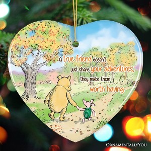 A True Friend Makes Adventures Worthwhile Ornament, Pooh Bear's Heartwarming Quote Christmas Keepsake| OrnamentallyYou - 1 of 4