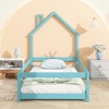 ALEXOUN Twin Size Pine Wood Grounded Bed with House-Shaped Headboard and Safety Guardrails for Kids Teens,No Box Spring Needed - 4 of 4