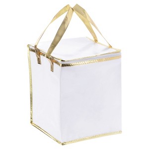Unique Bargains Non-woven Fabric Thermal Insulated Durable Food Tote White 1 Pc - 1 of 3