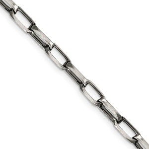 Black Bow Jewelry Mens 4.8mm Sterling Silver Antiqued Oval Cable Chain Necklace - 1 of 4