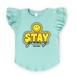 The Juniper Shop SmileyWorld Stay Groovy Flutter Sleeve Tee - 1 of 4